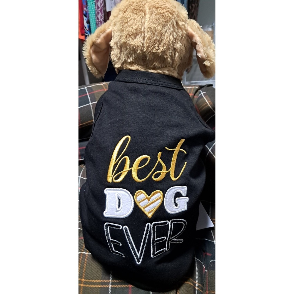 Parisian Pet, Black "Best‎ Dog Ever" Dog Shirt, Lg, 18" Chest, Neck Approx 10"
